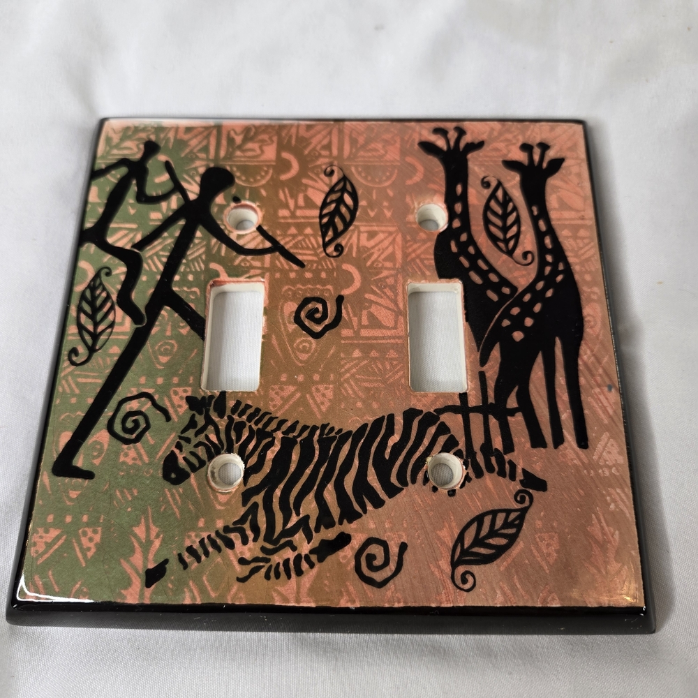 African Safari inspired Animal-themed wall Switch Ceramic covers brown black